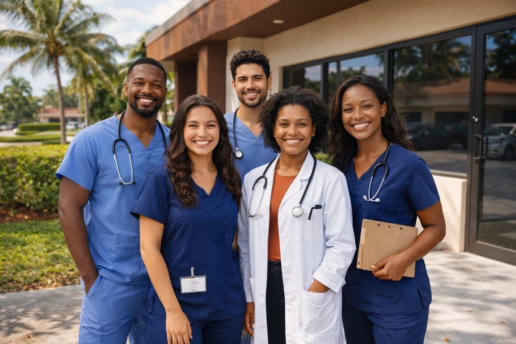 VIDALTIA medical staff outside the clinic